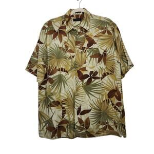 Vintage y2k Van Heusen Linen Medium Floral Flower Hawaiian Button Shirt